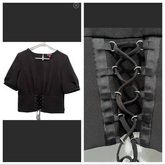 Vince Camuto Top Peplum bottom Front tie cinch waist,  Side Zip keyhole back M - Picture 7 of 8